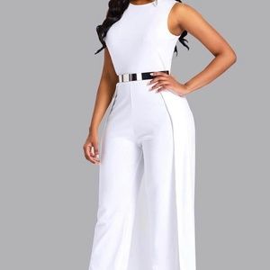 Sleeveless Flattering Dressy Long Pant Cape Classy Elegant Jumpsuit